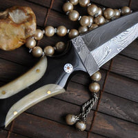 Buffalo Horn Damascus Dagger