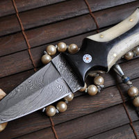 Buffalo Horn Damascus Dagger