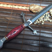 Handmade Hunting Knife with Double Edge Blade & Leather Sheath