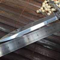 Handmade Hunting Knife with Double Edge Blade & Leather Sheath
