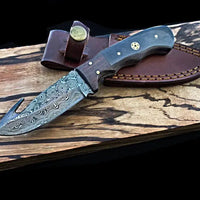 Damascus Skinning Gut Hook Knife