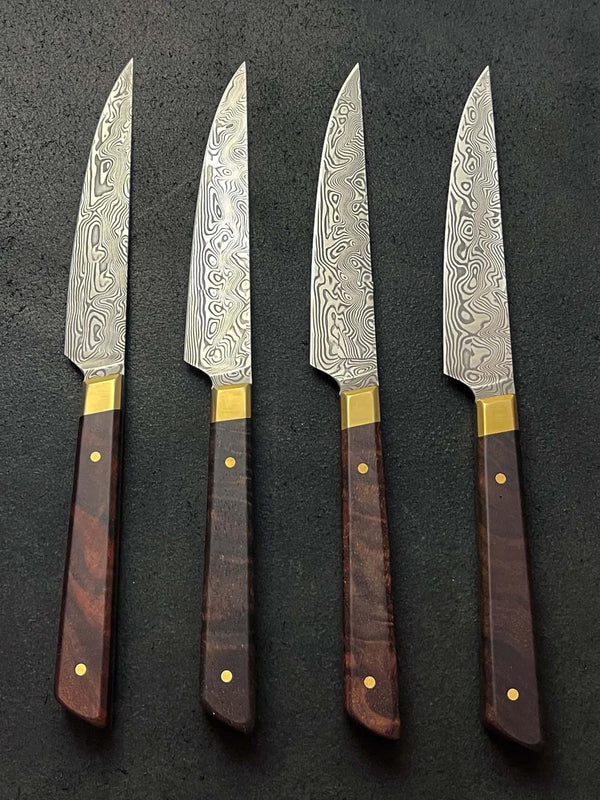 Customized Engraved Damascus Steak Knife Set - The Perfect Gift for Every Occasion