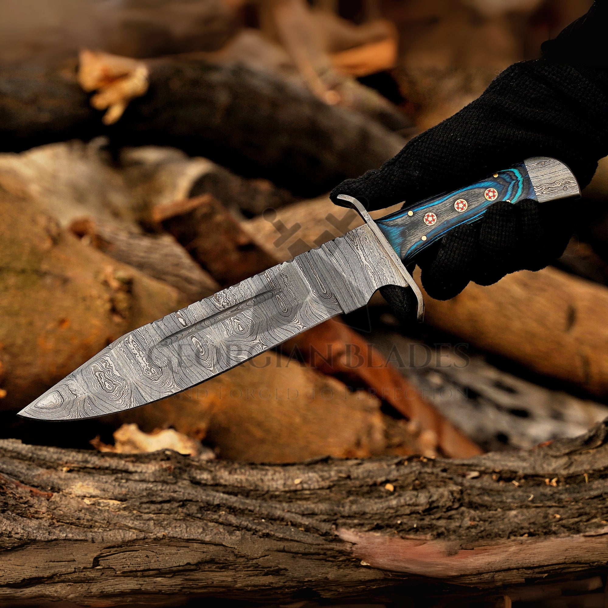 Wilderness Sentinel Damascus Steel Bowie Knife