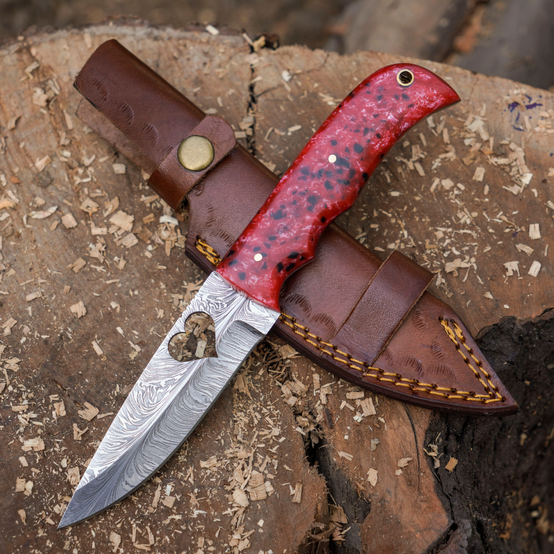 Valentine Full Tang Gut Hook Damascus Knife