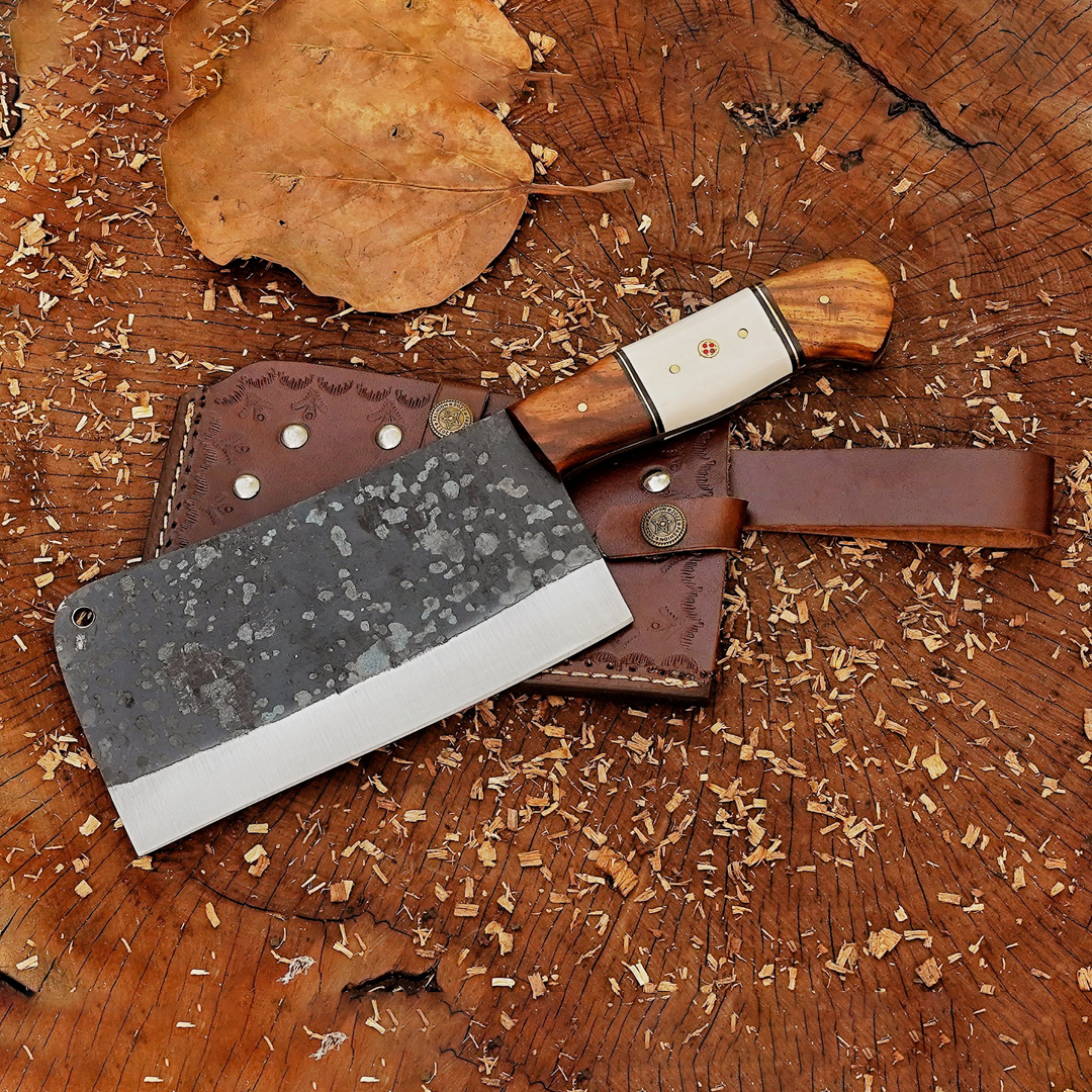 Wood Bone Chef Cleaver Knife