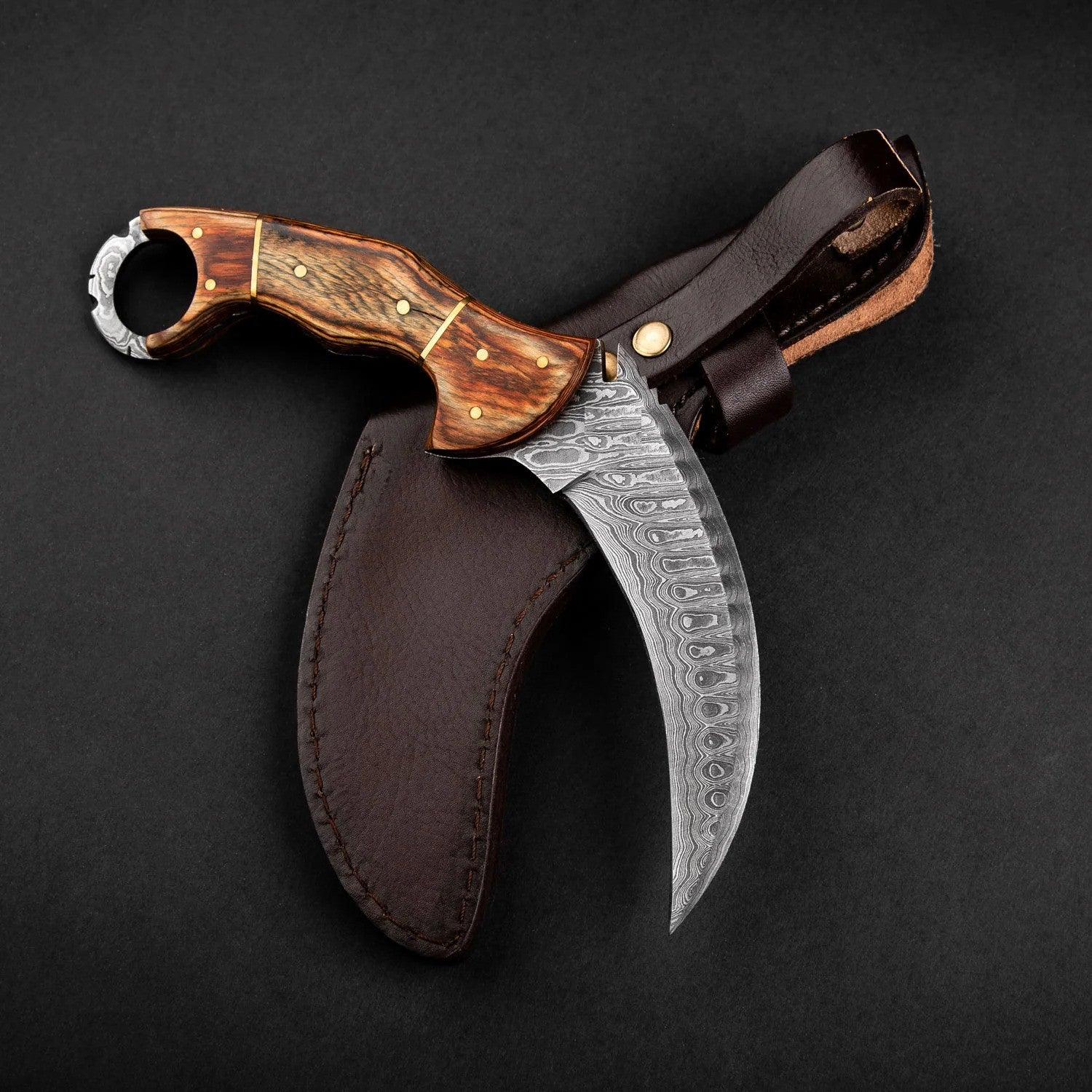 Lion Claw Damascus Karambit Knife