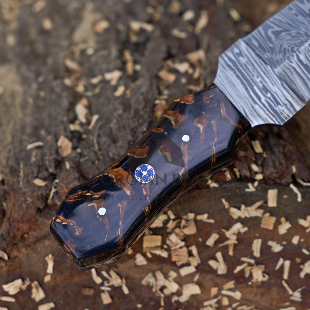 Damascus Steel Pine Cone Knife