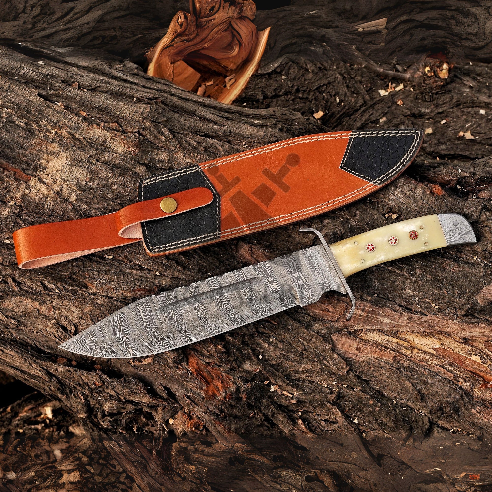 Damascus Steel Full Tang Bowie Knife Full Tang