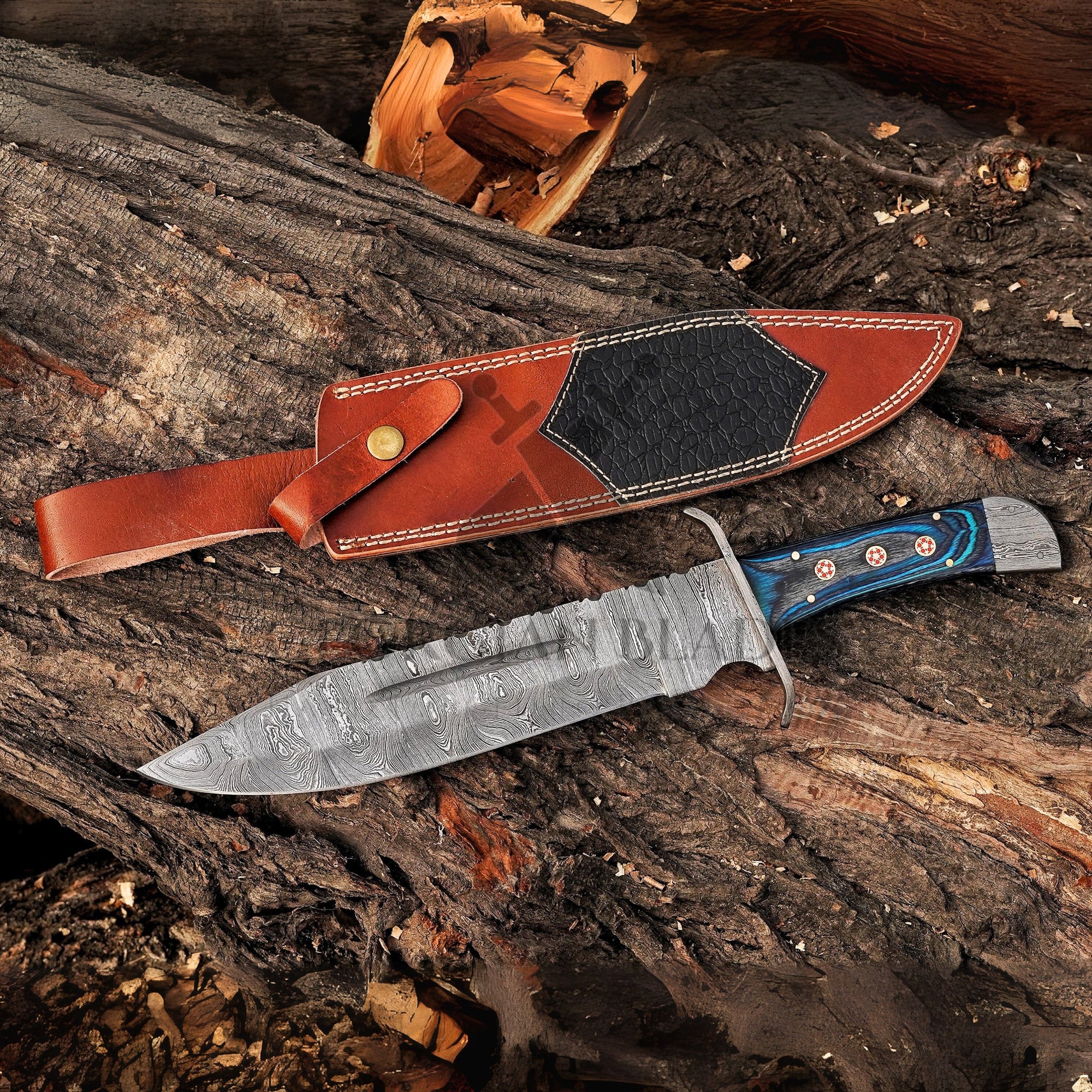 Wilderness Sentinel Damascus Steel Bowie Knife