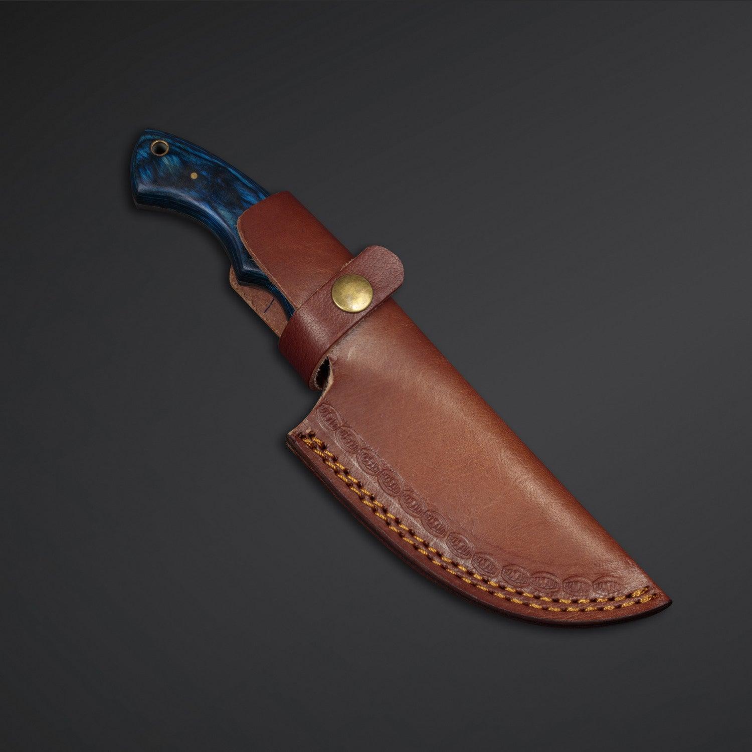 Sapphire Blue Damascus Tracker Knife