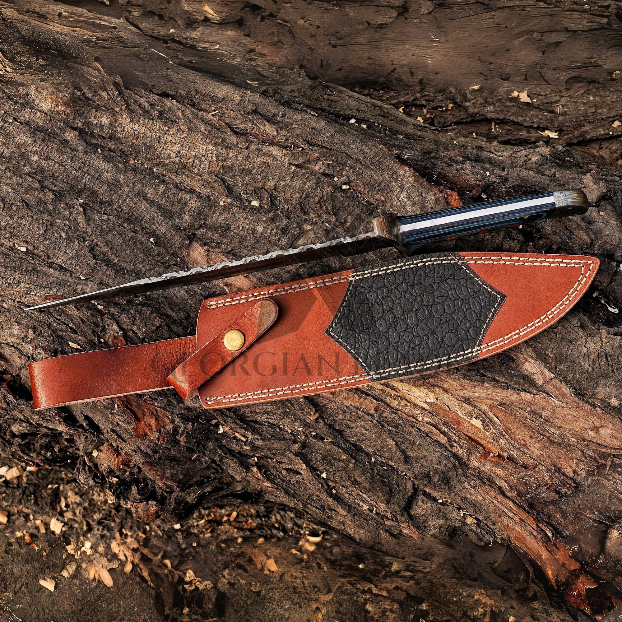 Wilderness Sentinel Damascus Steel Bowie Knife