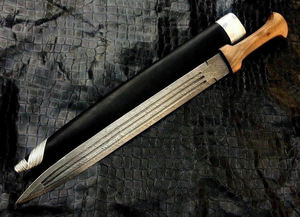 Olive Wood Damascus Steel Sword