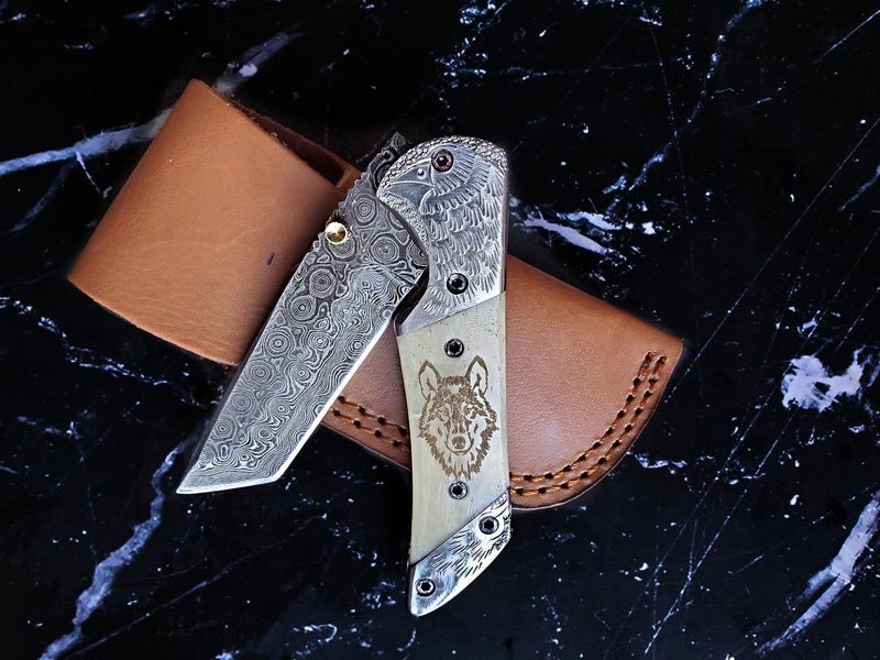  Damascus Steel Pocket Knife