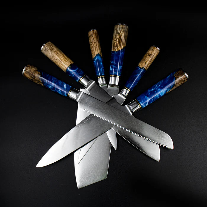 Damascus Steel Sapphire Knife Set