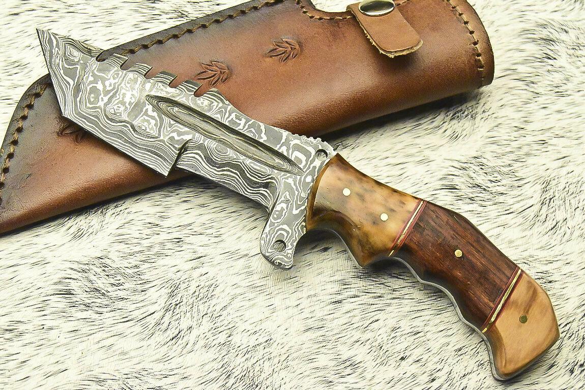 Walnut Handmade Tracker Damascus Blade