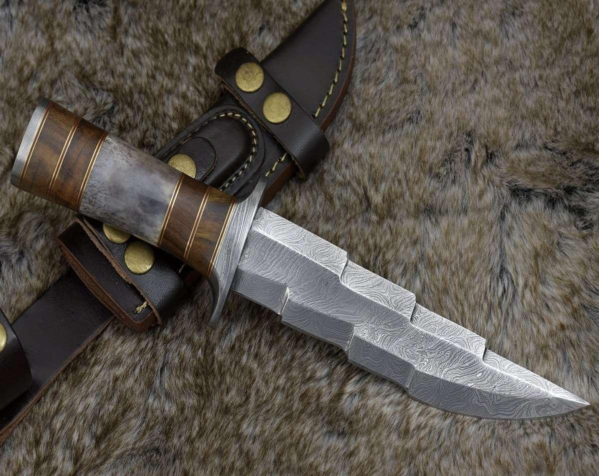 Camel Bone Damascus Bowie Knife
