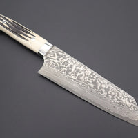 Custom Damascus Antler Bunka Knife
