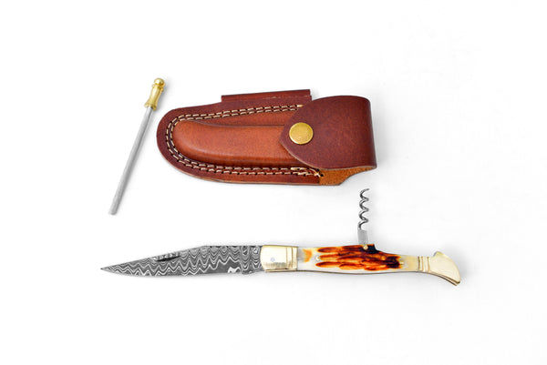 Titan French Damascus Pocket Knife