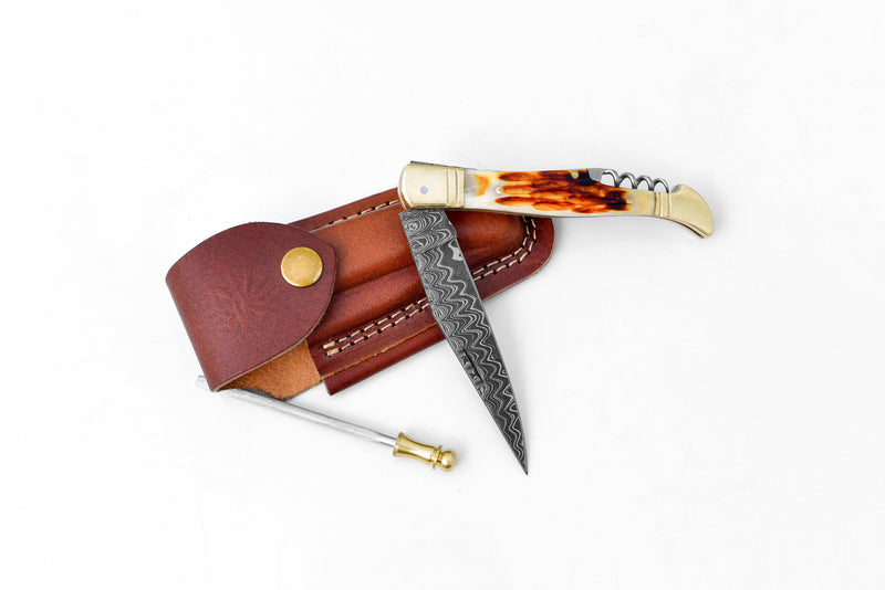 Titan French Damascus Pocket Knife