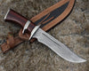 Damascus Steel Rosewood Bowie Knife