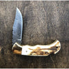 Deer Antler Pocket Damascus Knife