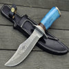 Camel Bone Blue Damascus Bowie Knife