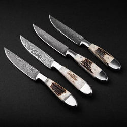 Stag Antler Damascus Steak Knife Set