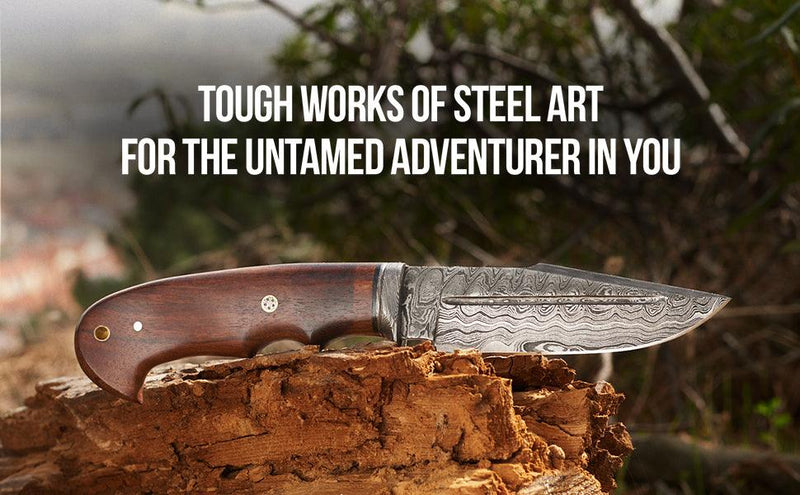 Rugged Rock Damascus Knife