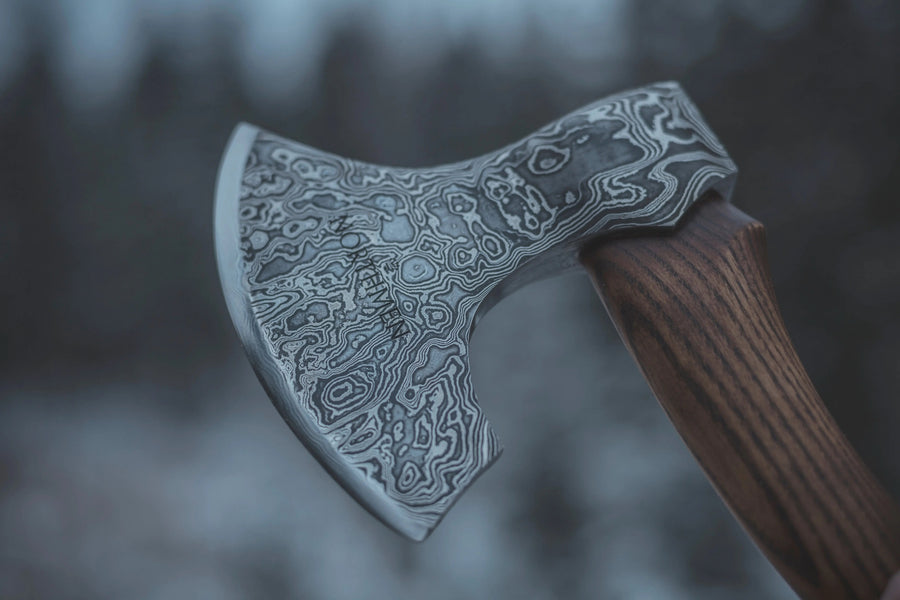damascus steel blade axe
