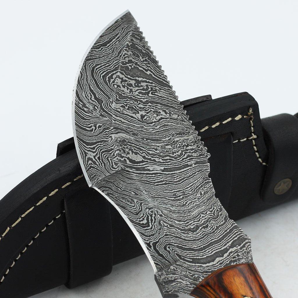Olive Wood Damascus Tracker Knife