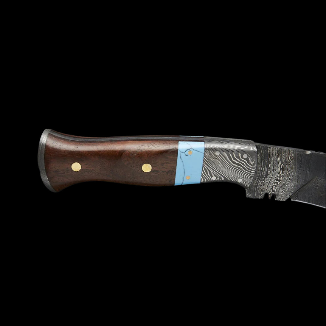 Rosewood Handle Damascus Steel Kukri Knife
