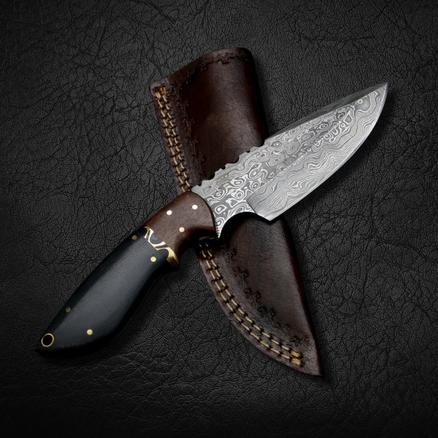 Bridger Fang Damascus Skinning Knife