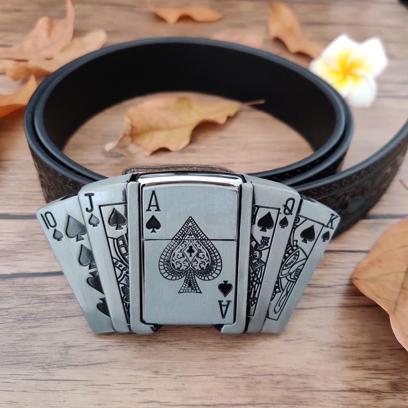 Royal Flush of Spades Lighter Belt