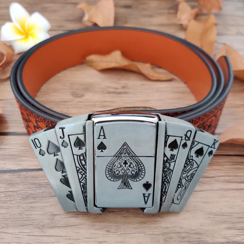 Royal Flush of Spades Lighter Belt