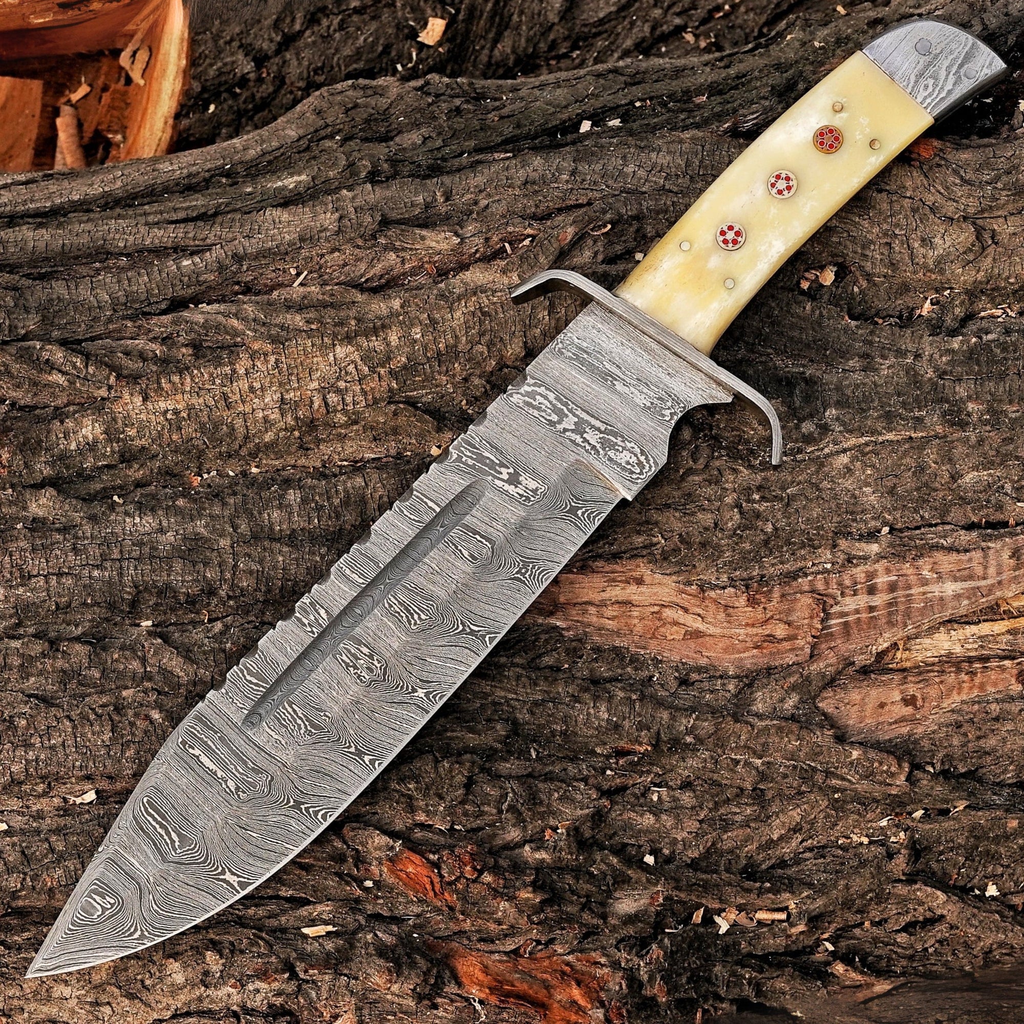 Damascus Steel Full Tang Bowie Knife Full Tang