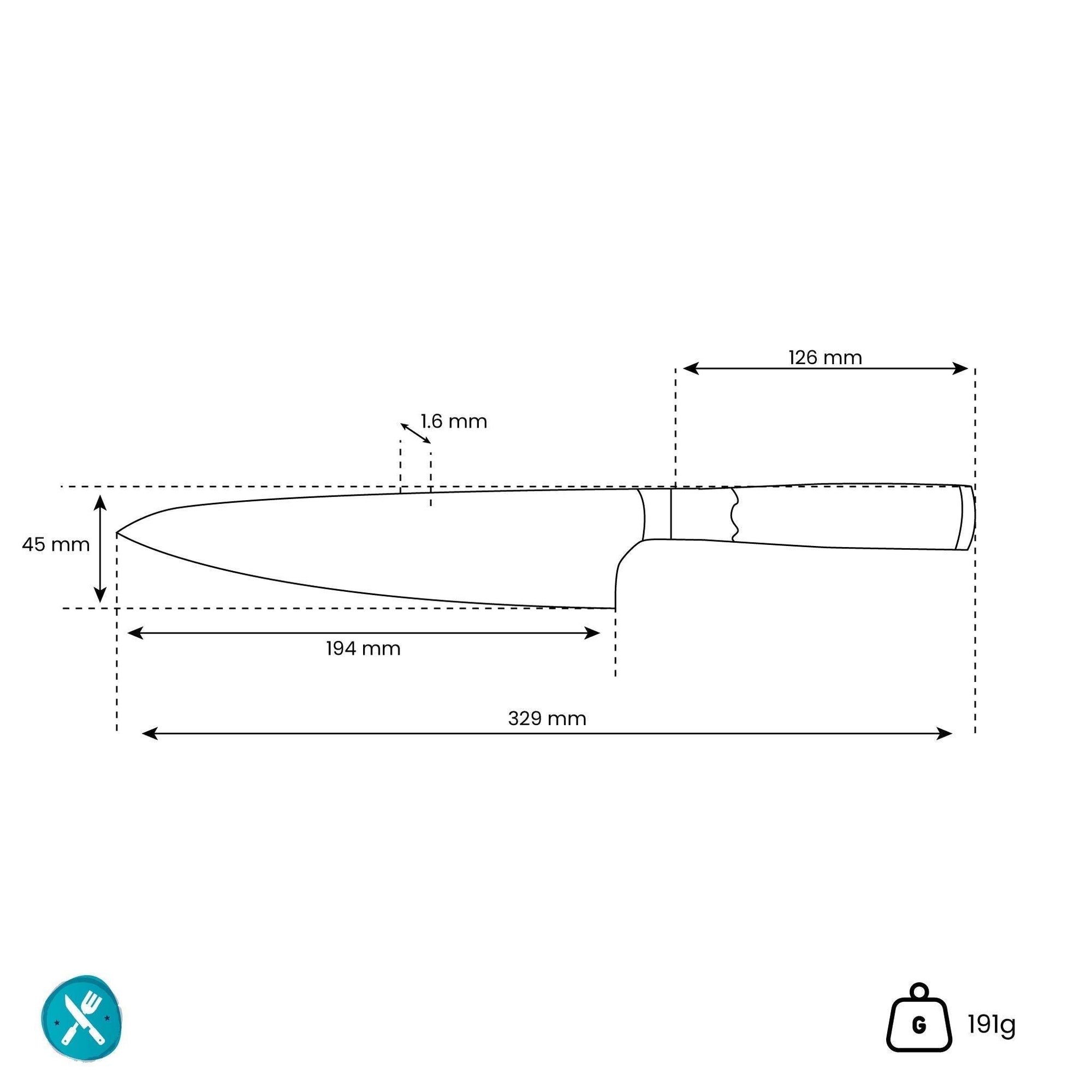 Damascus Steel Oak Chef Knife - 