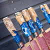 Damascus Steel Sapphire Wood Knife Set of 6 - 