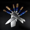 Damascus Steel Sapphire Wood Knife Set of 6 - 