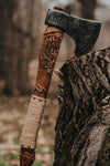 Expertly Crafted Hand-Forged Viking Axe | Nordic Axe with Carved Handle | RA-258 