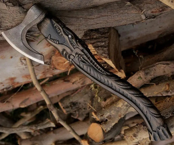 Dragon Head Carved Axe - Jun Knives