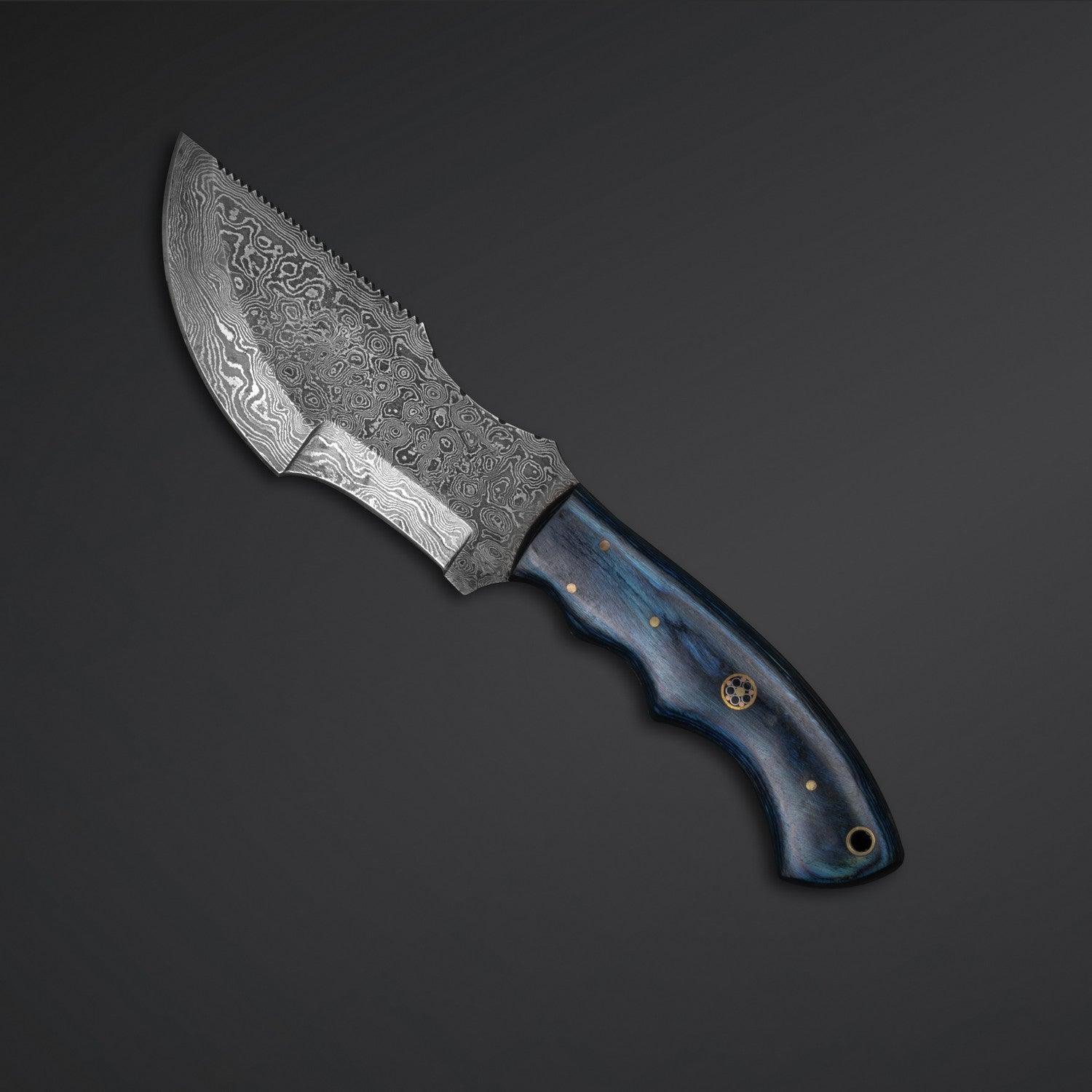 Sapphire Blue Damascus Tracker Knife