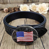 Embossed Country Utility Black Belt with Cool Oval Belt Buckle