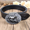 Embossed Country Utility Black Belt with Cool Oval Belt Buckle