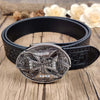 Embossed Country Utility Black Belt with Cool Oval Belt Buckle