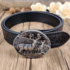 Embossed Country Utility Black Belt with Cool Oval Belt Buckle