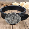 Embossed Country Utility Black Belt with Cool Oval Belt Buckle