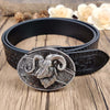 Embossed Country Utility Black Belt with Cool Oval Belt Buckle