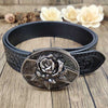 Embossed Country Utility Black Belt with Cool Oval Belt Buckle