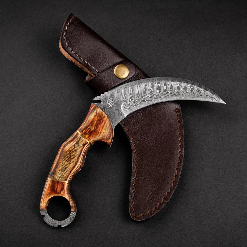 Lion Claw Damascus Karambit Knife