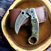 Rain Drop Damascus Folding Karambit Knife